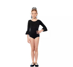 Body ou collant Sevillana de lycra com folho preto para menina