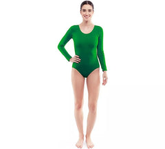 Body ou jersey verde de manga comprida para mulher