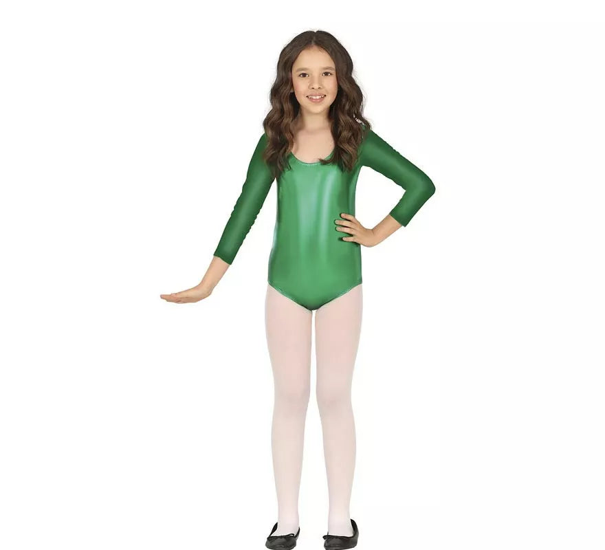 Translation missing: pt-PT.Body o Maillot Verde Metalizado manga larga para niños