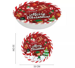 Tigela de Feliz Natal em pvc vermelho 32 cm