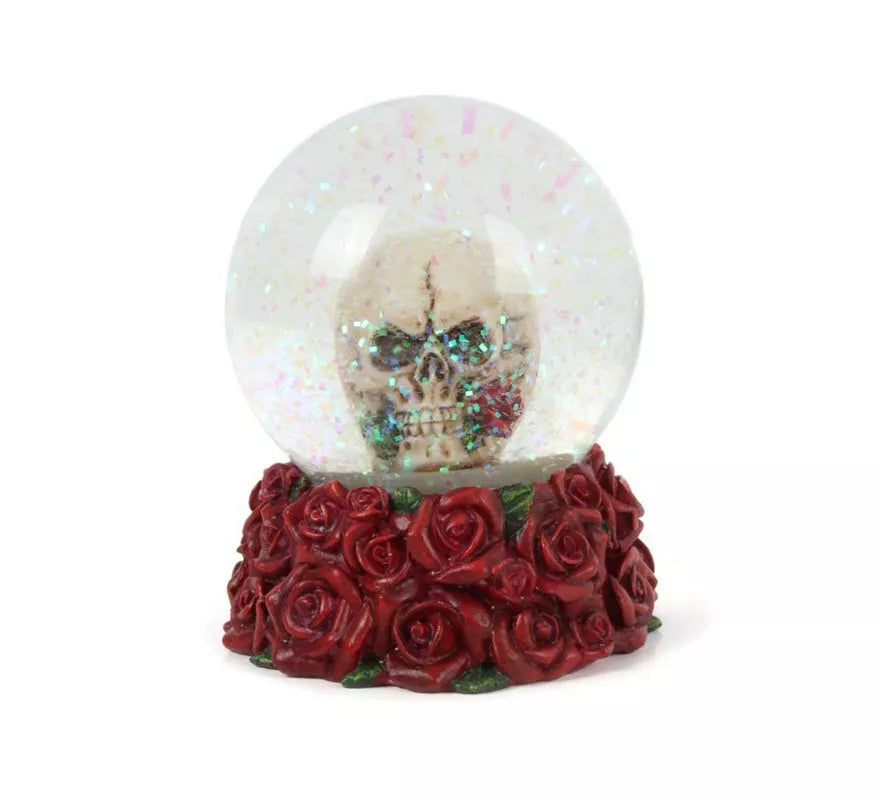 Translation missing: pt-PT.Bola de Cristal con calavera y rosas de 6,9x8,4x6,9 cm