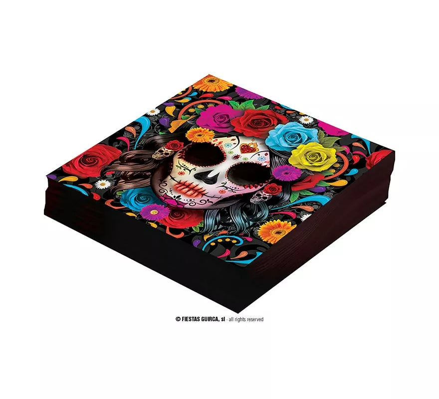 Translation missing: pt-PT.Pack de 12 Servilletas Catrina colorida de 33x33 cm
