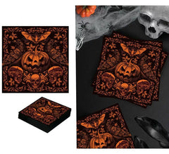 Saco com 20 guardanapos góticos de abóbora 16x16 cm