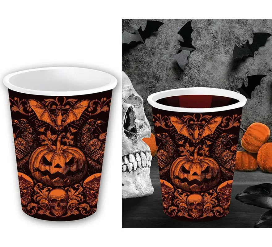 Translation missing: pt-PT.Bolsa 6 Vasos Calabaza Gótica 240 Ml 9 cm