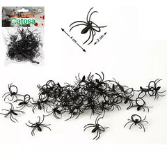 Bolsa com 24 Aranhas Pretas de 4 cm