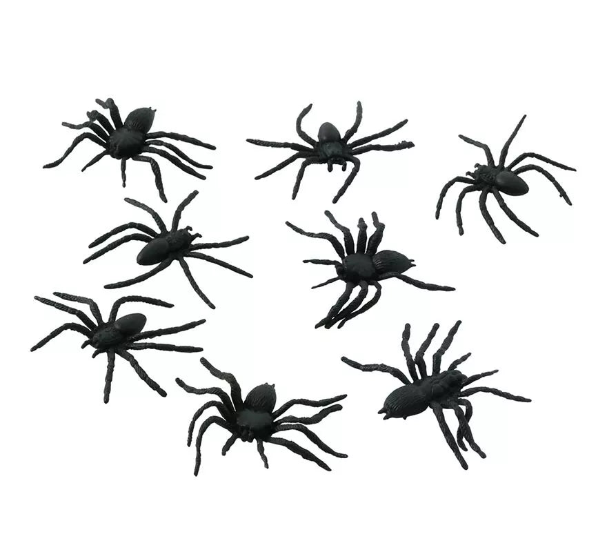 Translation missing: pt-PT.Bolsa con 8 Arañas 6 cm. para decorar en Halloween
