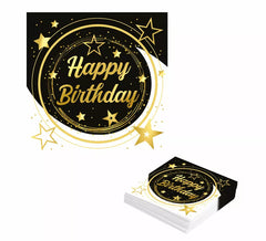 Saco com 12 Guardanapos de Feliz Aniversário de 33X33 cms