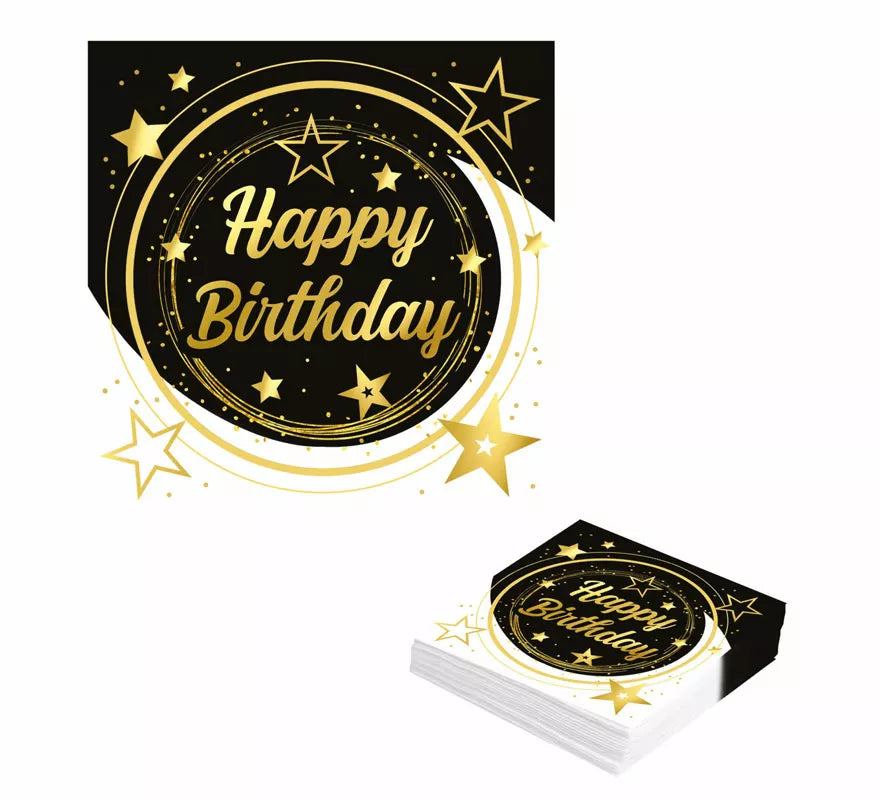 Translation missing: pt-PT.Bolsa de 12 Servilletas Happy Birthday de 33X33 cms