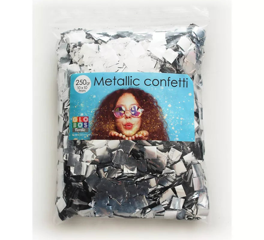 Translation missing: pt-PT.Bolsa de 250 g de Confetti Color Plata cuadrado de 10x10 mm