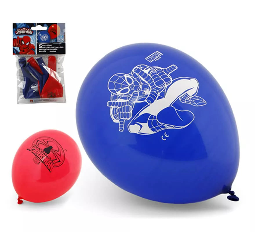 Translation missing: pt-PT.Bolsa de 5 Globos de Spiderman colores surtidos de 23 cm
