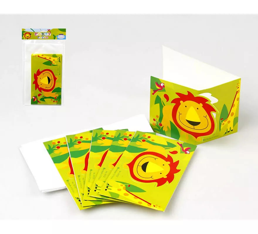 Translation missing: pt-PT.Bolsa de 6 Invitaciones de la Jungla para Cumpleaños