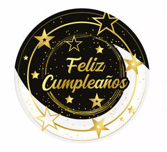Saco com 6 Pratos de Feliz Aniversário de 23 cms
