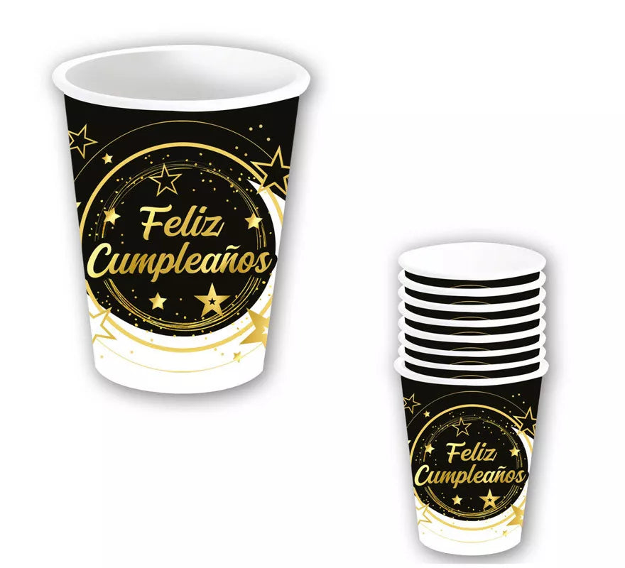 Translation missing: pt-PT.Bolsa de 6 Vasos Feliz Cumpleaños de 240 ml-9 cms