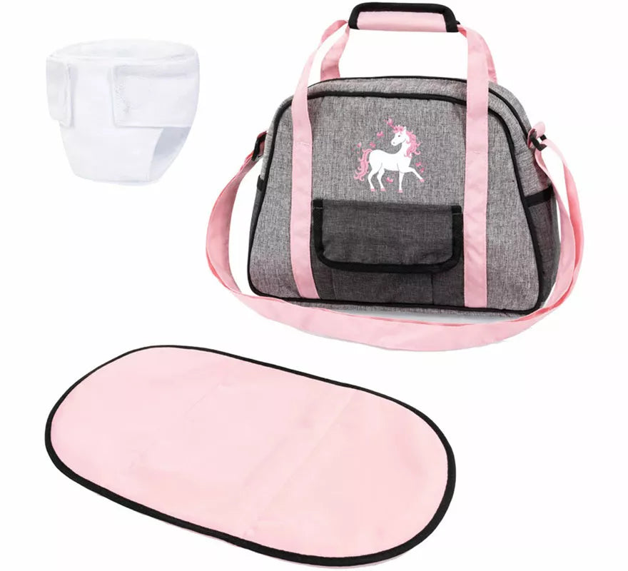 Translation missing: pt-PT.Bolsa de Guardería rosa y gris para Muñecas