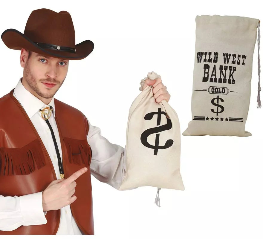 Translation missing: pt-PT.Bolsa de tela para el dinero para Vaquero, Ladrón Bancos 42X22 cm