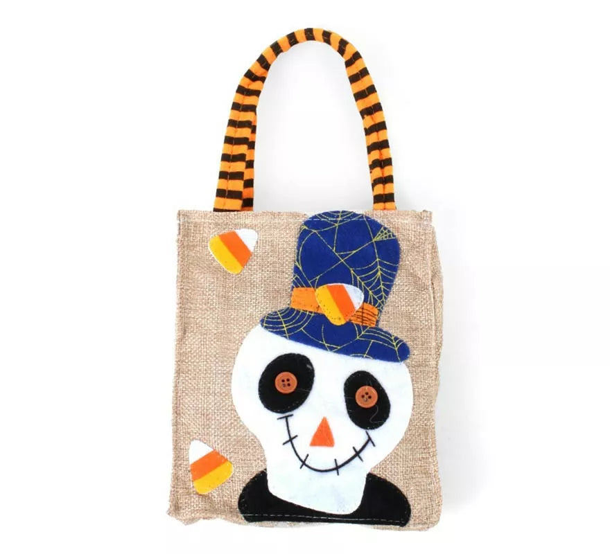 Translation missing: pt-PT.Bolsa para dulces Calavera de lino de 20x15 cm