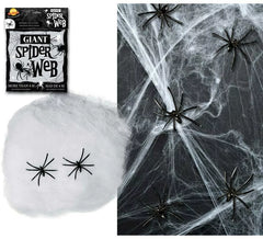 Saco de teia de aranha com 2 aranhas de 228 gr para decorar no Halloween