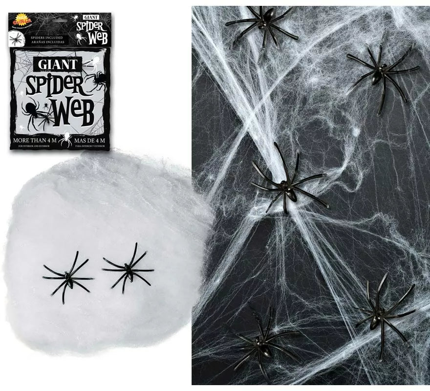 Translation missing: pt-PT.Bolsa Telaraña con 2 arañas de 228 gr para decorar en Halloween