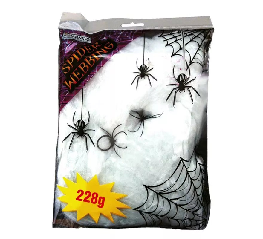 Translation missing: pt-PT.Bolsa Telaraña con 2 arañas de 228 gr para decorar en Halloween