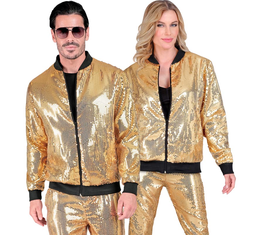 Translation missing: pt-PT.Bomber Fiesta dorado con lentejuelas para adulto