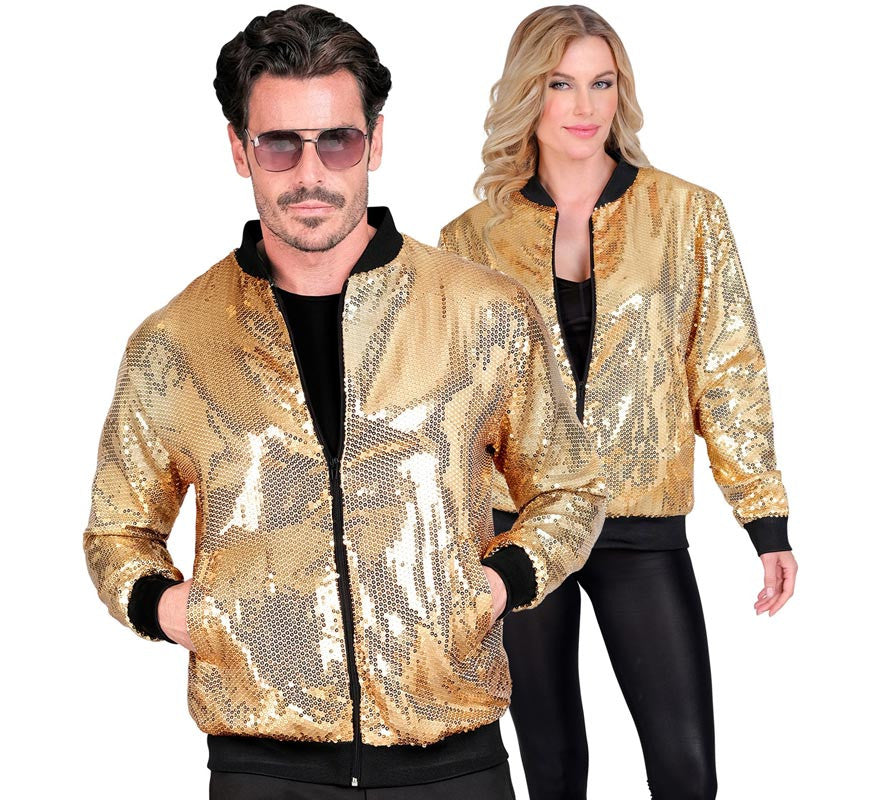 Translation missing: pt-PT.Bomber Fiesta dorado con lentejuelas para adulto