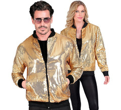 Jaqueta bomber Gold Fiesta com lantejoulas para adulto