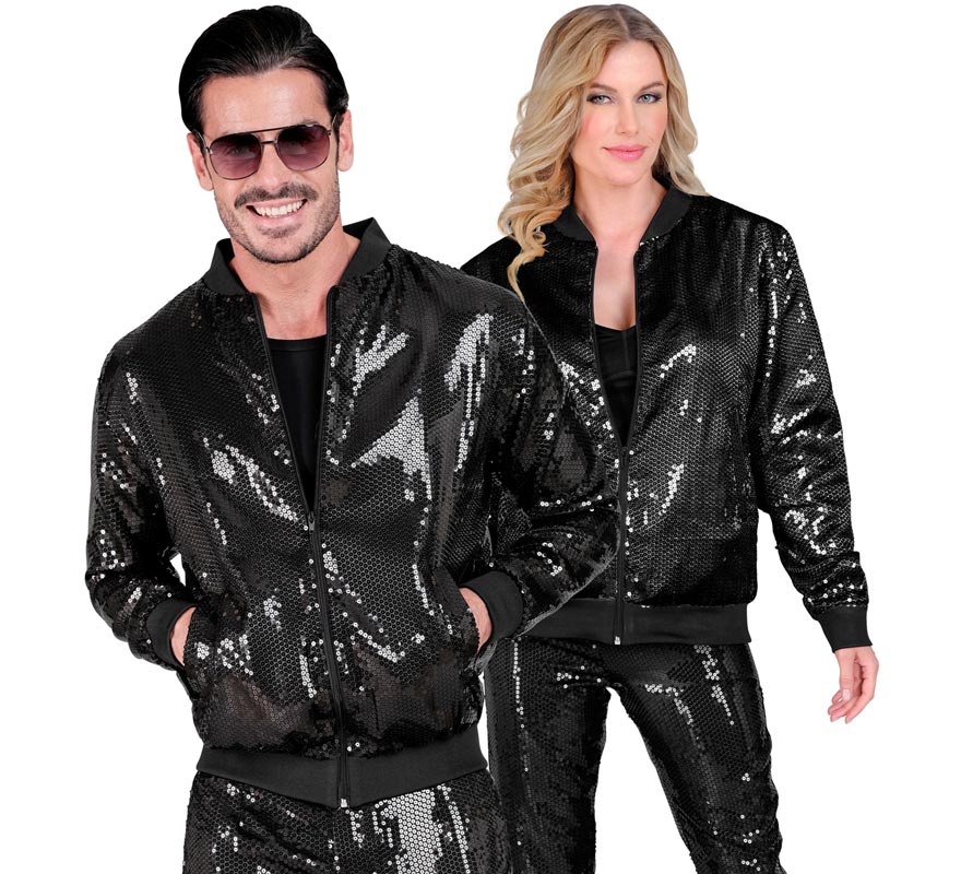 Translation missing: pt-PT.Bomber Fiesta negro con lentejuelas para adulto
