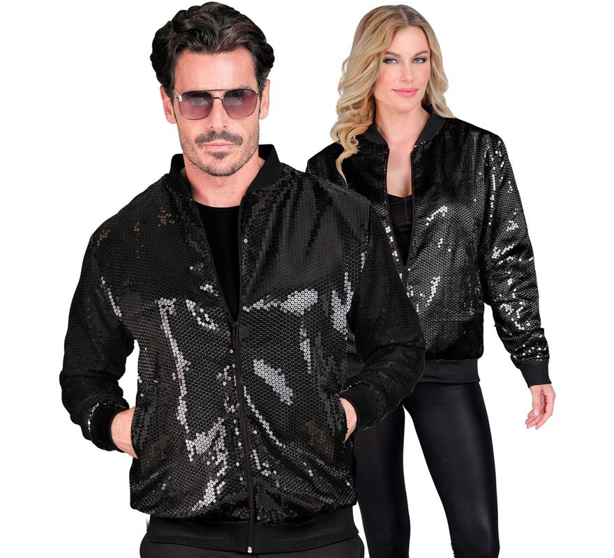 Translation missing: pt-PT.Bomber Fiesta negro con lentejuelas para adulto