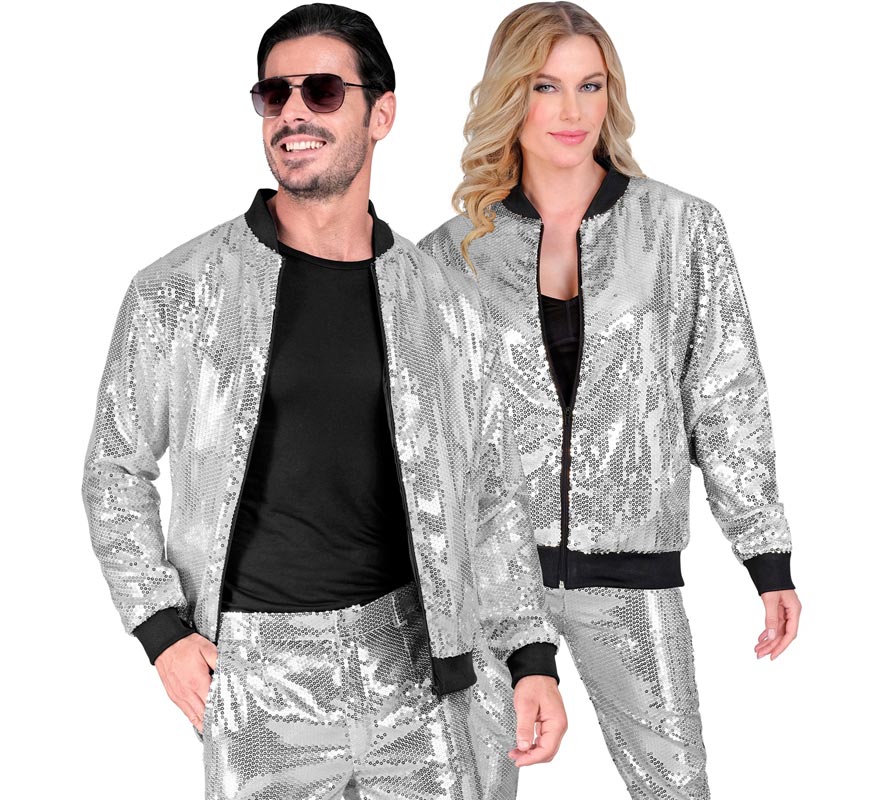 Translation missing: pt-PT.Bomber Fiesta plateado con lentejuelas para adulto