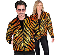 Bomber fashion listrado dourado com lantejoulas para adulto