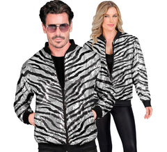 Bomber Fashion Listrado Prateado Adulto com Lantejoulas