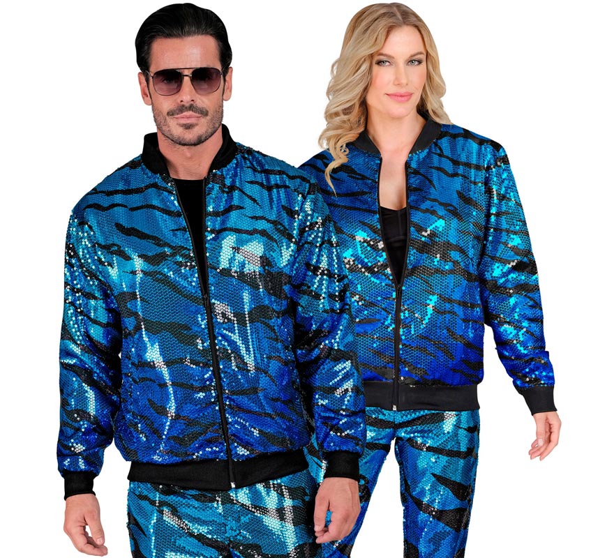 Translation missing: pt-PT.Bomber Moda animal print a rayas azul para adulto