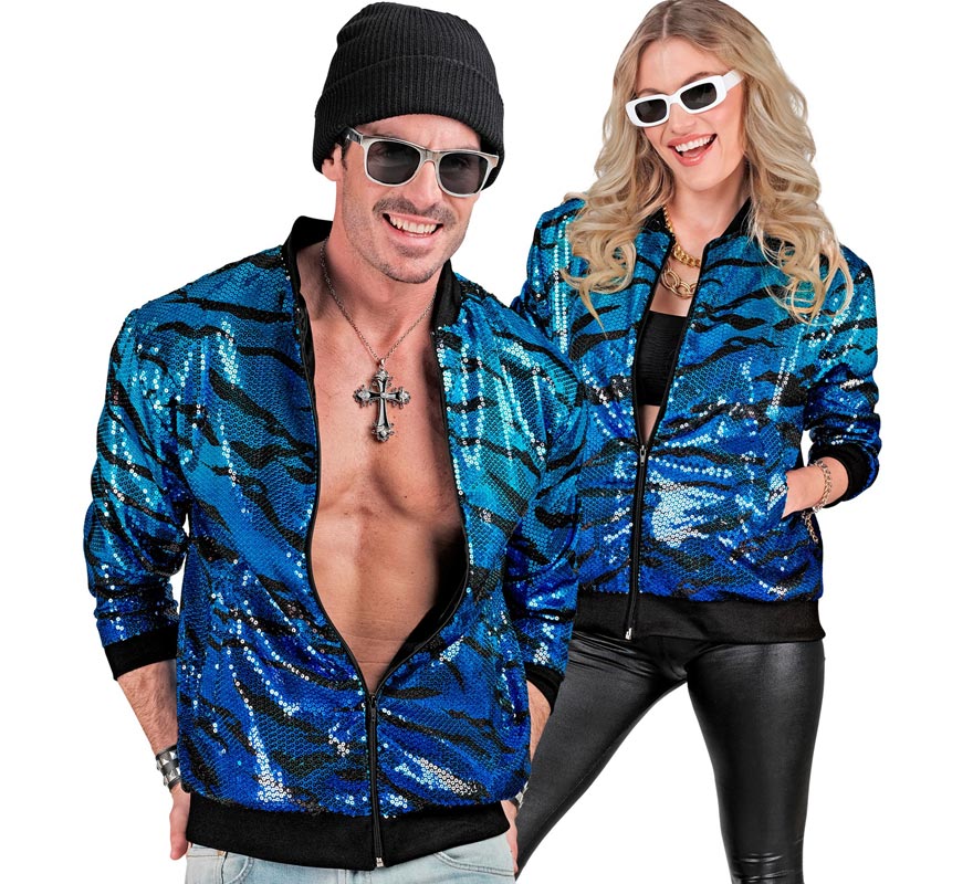 Translation missing: pt-PT.Bomber Moda animal print a rayas azul para adulto