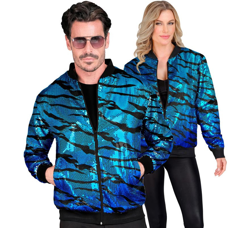Translation missing: pt-PT.Bomber Moda animal print a rayas azul para adulto