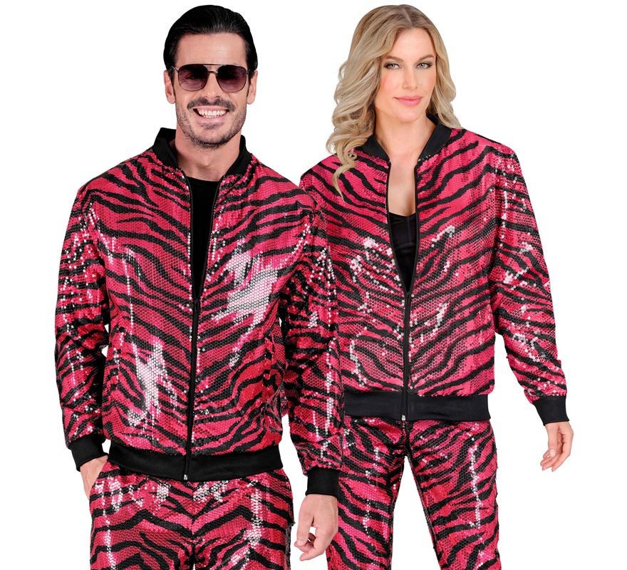 Translation missing: pt-PT.Bomber Moda animal print a rayas fucsia para adulto