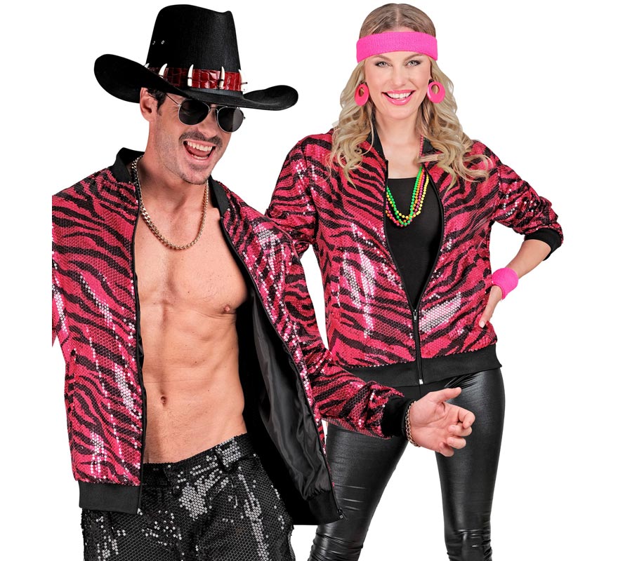 Translation missing: pt-PT.Bomber Moda animal print a rayas fucsia para adulto