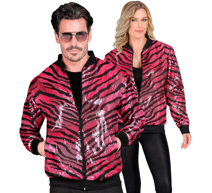 Translation missing: pt-PT.Bomber Moda animal print a rayas fucsia para adulto