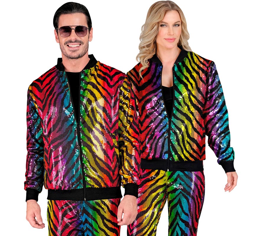 Translation missing: pt-PT.Bomber Moda animal print a rayas multicolor para adulto