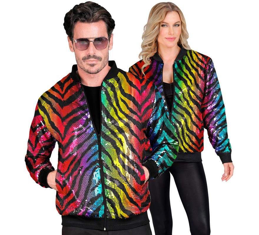 Translation missing: pt-PT.Bomber Moda animal print a rayas multicolor para adulto