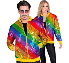 Bomber Fashion listras multicoloridas com lantejoulas para adulto