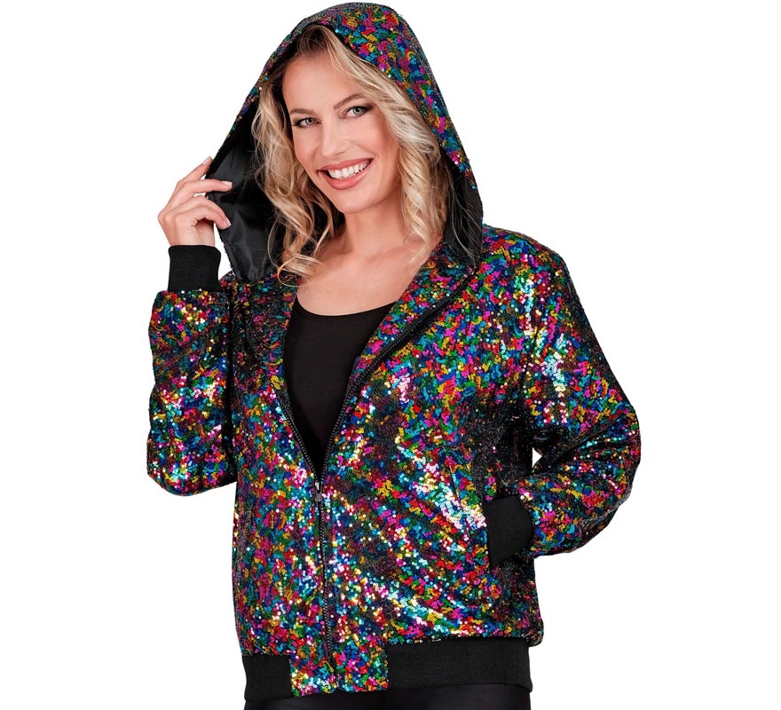 Translation missing: pt-PT.Bomber puntos multicolor con capucha para adulto