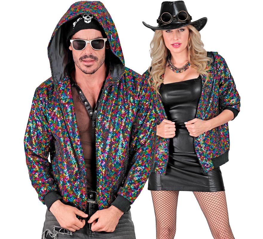 Translation missing: pt-PT.Bomber puntos multicolor con capucha para adulto