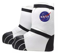 Botas de astronauta pretas e brancas