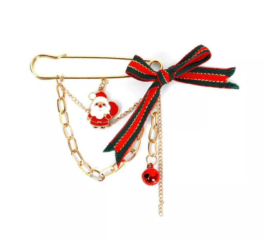 Translation missing: pt-PT.Broche de Papá Noel lazo y cadena de 8x8 cm