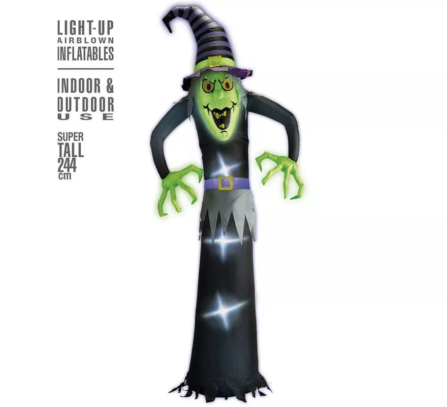 Translation missing: pt-PT.Bruja Auto Hinchable de Halloween con Iluminación de 244 cm