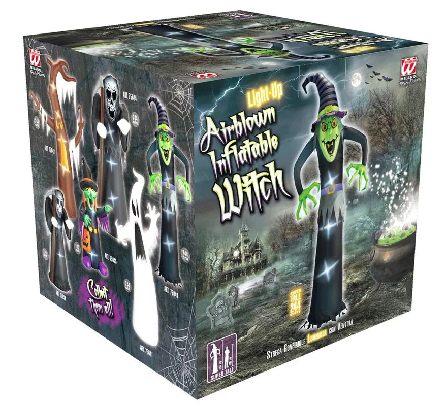 Translation missing: pt-PT.Bruja Auto Hinchable de Halloween con Iluminación de 244 cm