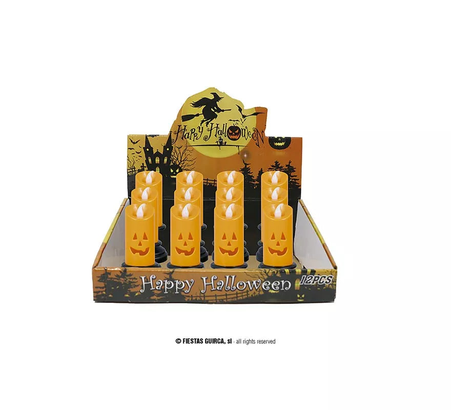 Translation missing: pt-PT.Caja de 12 Velas naranja con luz de 12,5 cm