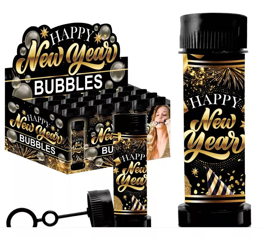 Translation missing: pt-PT.Caja de 24 Botes Burbujas Happy New Year de 14 cm