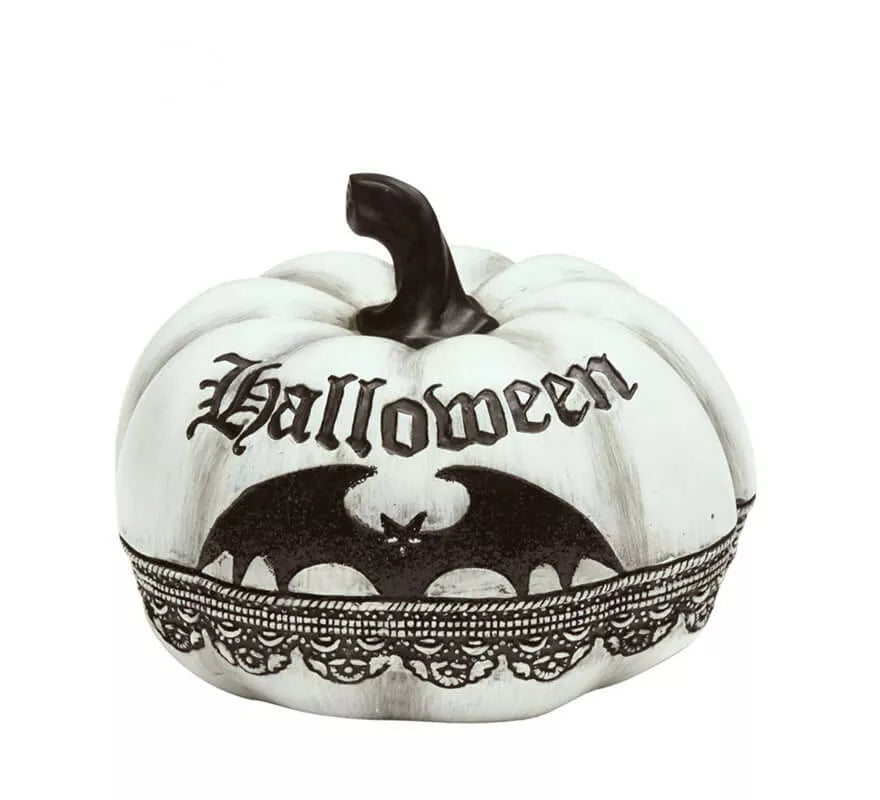 Translation missing: pt-PT.Calabaza blanca con Murciélago de 12x15 cm de Halloween