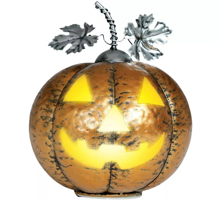 Translation missing: pt-PT.Calabaza Metálica oro con Luz 16 cm